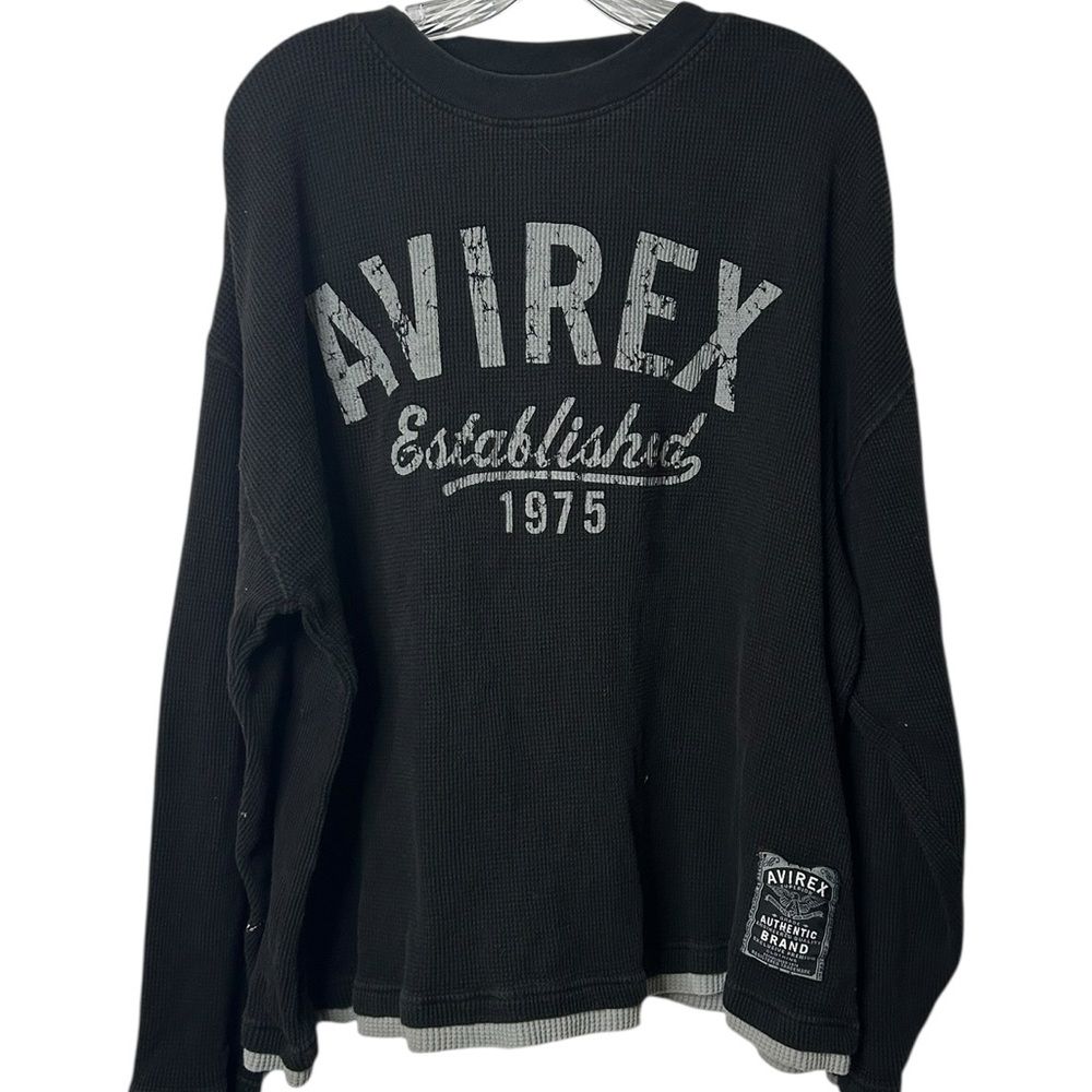Vintage AVIREX Y2K Long Sleeve Shirt Men Large Skater Streetwear Military Grunge
